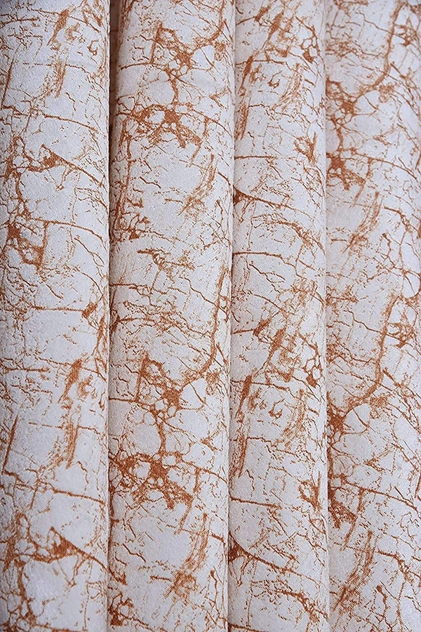 Panipat Textile Hub Polyester Eyelet Rust Designer Print Velvet Blackout curtains Pack of 2 - Long Door (4x9 Feet)