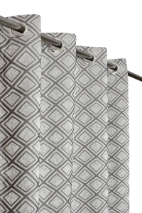 Panipat Textile Hub Polyester Eyelet Grey jacquard curtains Pack of 2 - Long Door (4x9 Feet)