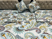 Panipat textile Hub 180 TC Microfiber Super Soft 5 pc Double Bedsheet with 2 Pillow cover or 2 cushion cover with filler - Double