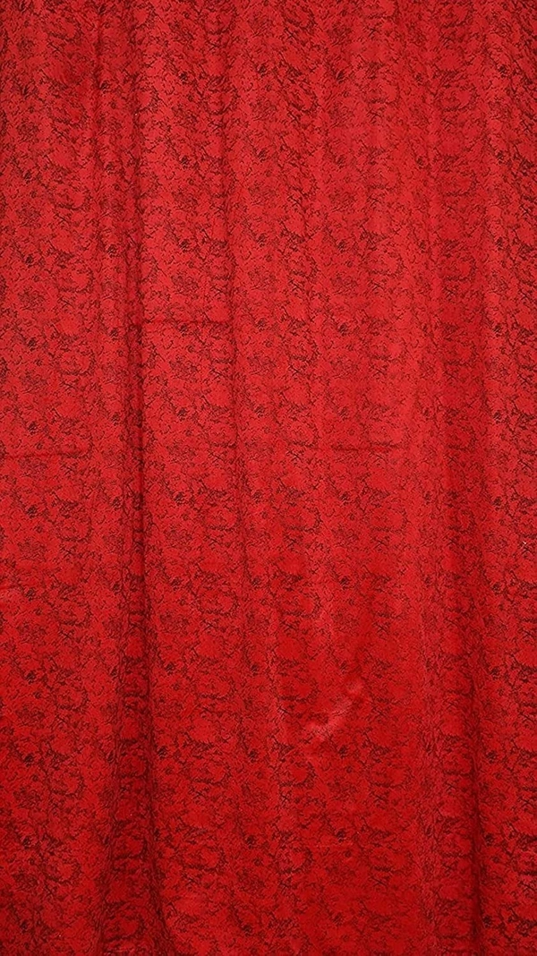 Panipat Textile Hub Polyester Eyelet Red Designer Print Velvet Blackout curtains Pack of 2 - Long Door (4x9 Feet), red
