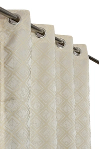 Panipat Textile Hub Polyester Eyelet Cream jacquard curtains Pack of 2 - Long Door (4x9 Feet)