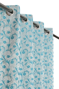 Panipat Textile Hub Polyester Eyelet Aqua jacquard curtains Pack of 2 - Door (4x7 Feet)