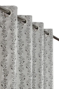 Panipat Textile Hub Polyester Eyelet Grey jacquard curtains Pack of 2 - Long Door (4x9 Feet)