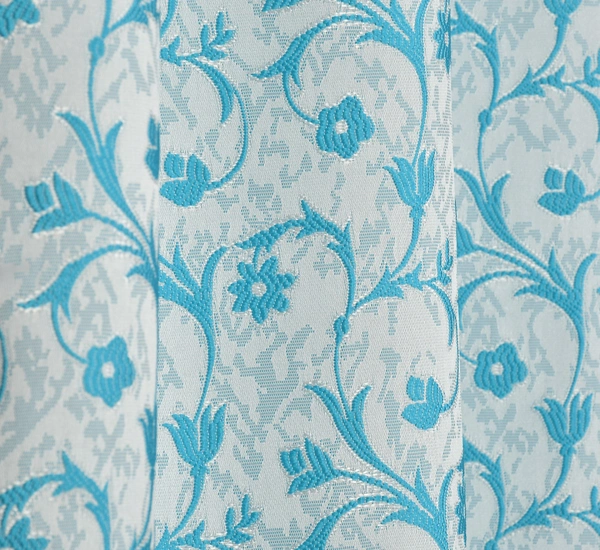 Panipat Textile Hub Polyester Eyelet Aqua jacquard curtains Pack of 2 - Door (4x7 Feet)