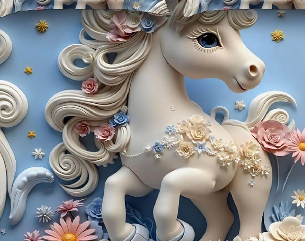 Sky 7D Horse Digital Glace Cotton King Size Flat Double Bedsheet (Size Bedsheet 90x100 inch with 2 Pillow cover)