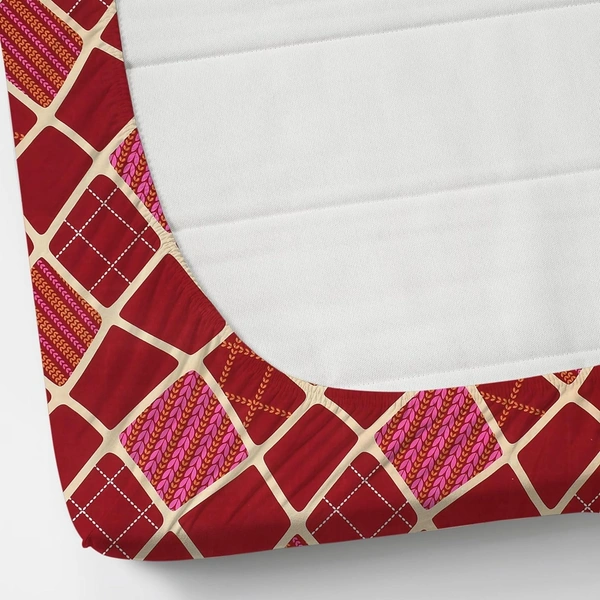 Panipat textile Hub Panipat textile Hub 180 TC Microfiber Super Soft Fitted (Elastic) Double Bedsheet with 2 Pillow cover - Double