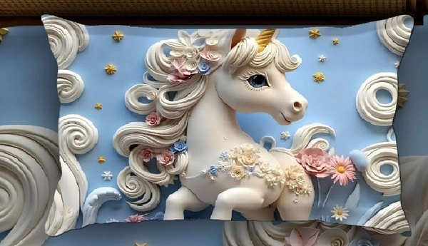 Sky 7D Horse Digital Glace Cotton King Size Flat Double Bedsheet (Size Bedsheet 90x100 inch with 2 Pillow cover)