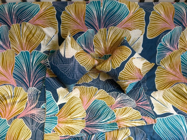 Panipat textile Hub 180 TC Microfiber Super Soft 5 pc Double Bedsheet with 2 Pillow cover or 2 cushion cover with filler - Double