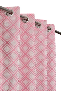 Panipat Textile Hub Polyester Eyelet Pink jacquard curtains Pack of 2 - Door (4x7 Feet)