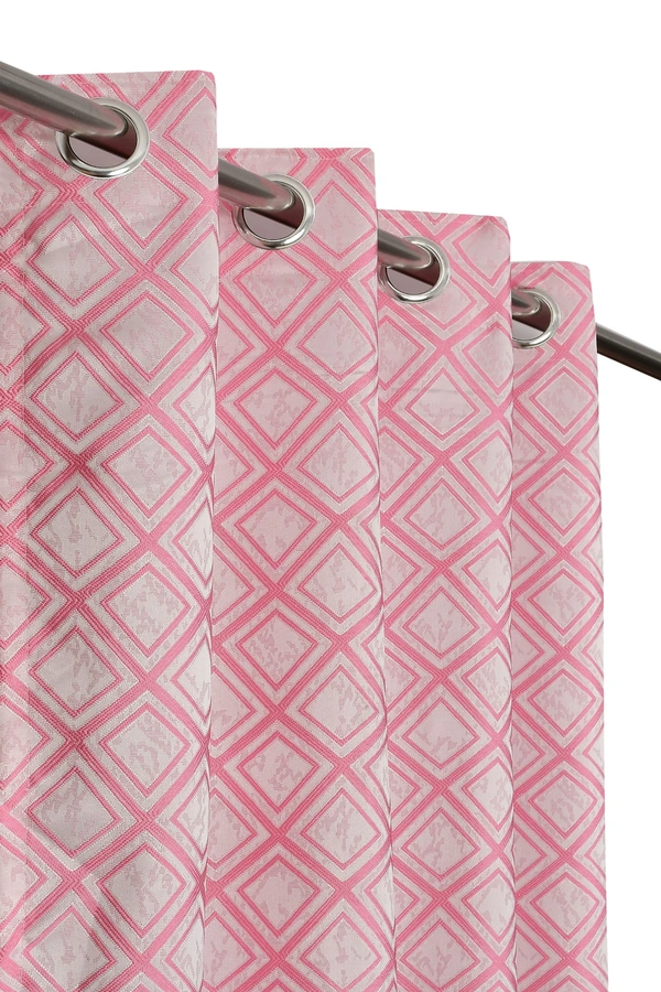 Panipat Textile Hub Polyester Eyelet Pink jacquard curtains Pack of 2 - Door (4x7 Feet)