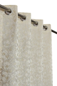 Panipat Textile Hub Polyester Eyelet Cream jacquard curtains Pack of 2 - Door (4x7 Feet)