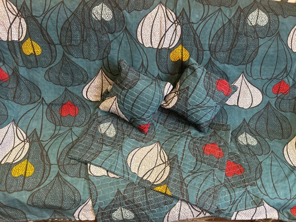 Panipat textile Hub 180 TC Microfiber Super Soft 5 pc Double Bedsheet with 2 Pillow cover or 2 cushion cover with filler - Double