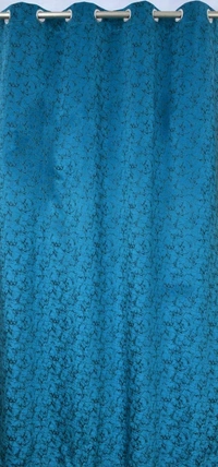 Panipat Textile Hub Polyester Eyelet Aqua Designer Print Velvet Blackout curtains Pack of 2 - Door (4x7 Feet), aqua