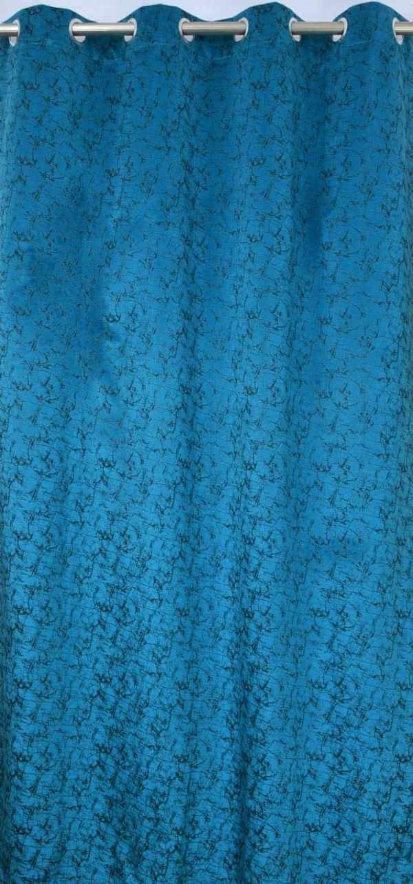 Panipat Textile Hub Polyester Eyelet Aqua Designer Print Velvet Blackout curtains Pack of 2 - Door (4x7 Feet), aqua