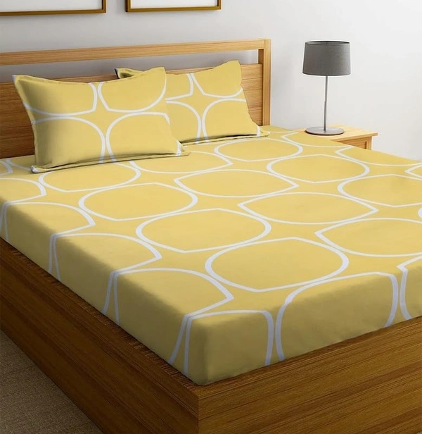 Panipat textile Hub 180 TC Microfiber Super Soft Fitted (Elastic) Double Bedsheet with 2 Pillow cover - Double