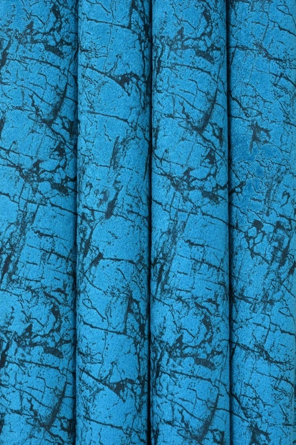 Panipat Textile Hub Polyester Eyelet Aqua Designer Print Velvet Blackout curtains Pack of 2 - Door (4x7 Feet), aqua