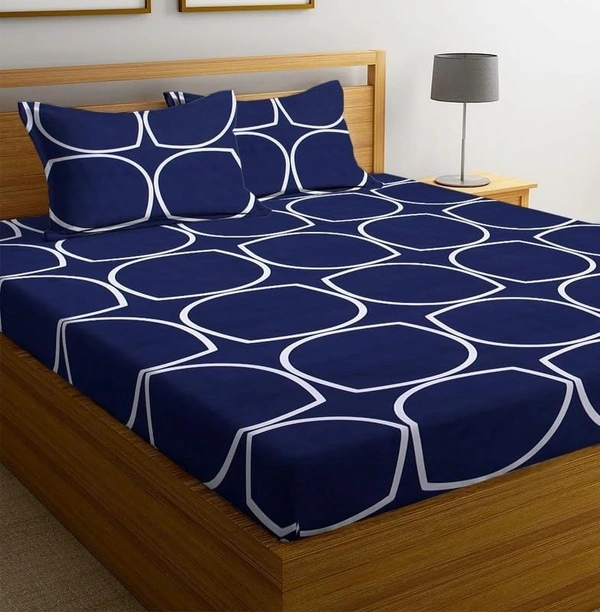 Panipat textile Hub 180 TC Microfiber Super Soft Fitted (Elastic) Double Bedsheet with 2 Pillow cover - Double