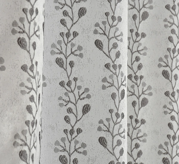 Panipat Textile Hub Polyester Eyelet Grey jacquard curtains Pack of 2 - Long Door (4x9 Feet)