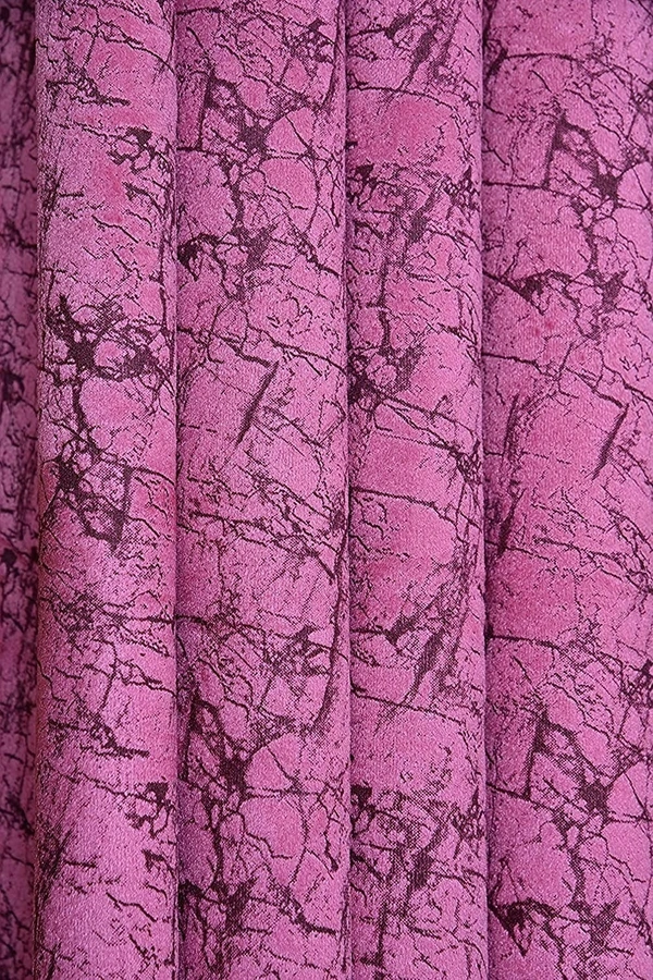 Panipat Textile Hub Polyester Eyelet Pink Designer Print Velvet Blackout curtains Pack of 2 - Long Door (4x9 Feet), Pink