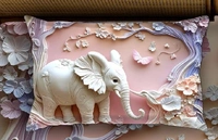 White 7D Elephant Digital Glace Cotton  King Size Flat Double Bedsheet (Size Bedsheet 90x100 inch with 2 Pillow cover)