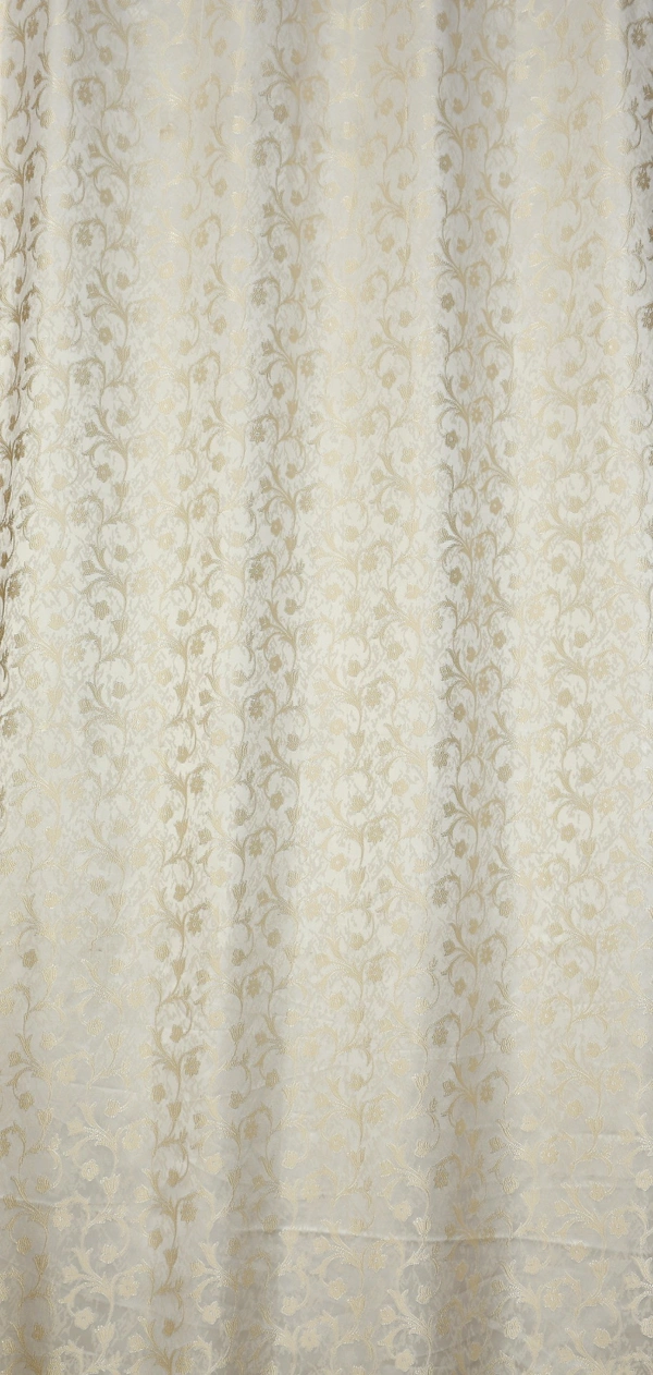 Panipat Textile Hub Polyester Eyelet Cream jacquard curtains Pack of 2 - Door (4x7 Feet)