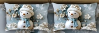 White 7D Snowman Digital Glace Cotton  King Size Flat Double Bedsheet (Size Bedsheet 90x100 inch with 2 Pillow cover)