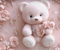 Pink 7D Teedy Digital Glace Cotton  King Size Flat Double Bedsheet (Size Bedsheet 90x100 inch with 2 Pillow cover)