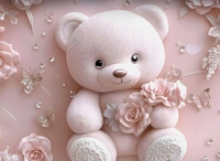 Pink 7D Teedy Digital Glace Cotton  King Size Flat Double Bedsheet (Size Bedsheet 90x100 inch with 2 Pillow cover)