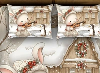 Brown 7D Hut Doll Digital Glace Cotton  King Size Flat Double Bedsheet (Size Bedsheet 90x100 inch with 2 Pillow cover)