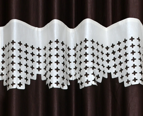 Home Garage Polyester Eyelet Valence Design Brown Solid Curtains Pack of 2 - Long Door (4x9 Feet)