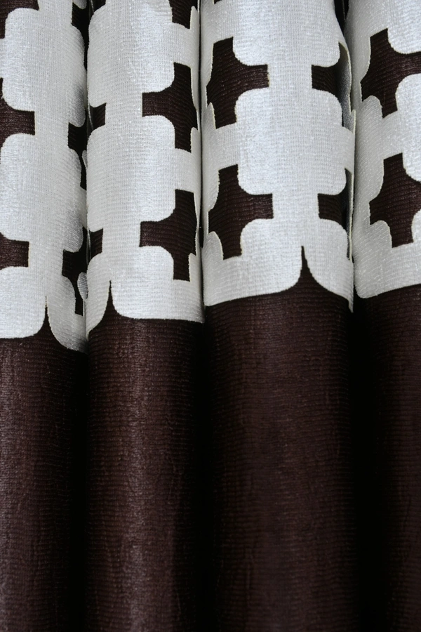 Home Garage Polyester Eyelet Valence Design Brown Solid Curtains Pack of 2 - Long Door (4x9 Feet)