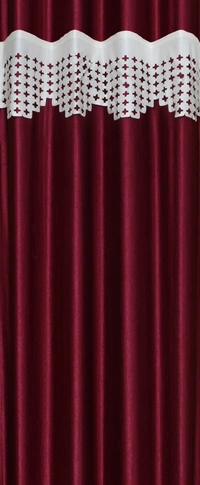 Home Garage Polyester Eyelet Valence Design Maroon Solid Curtains Pack of 2 - Long Door (4x9 Feet)