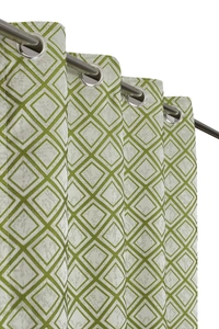 Panipat Textile Hub Polyester Eyelet Green  jacquard curtains Pack of 2 - Long Door (4x9 Feet)