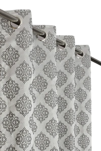 Panipat Textile Hub Polyester Eyelet Grey jacquard curtains Pack of 2 - Long Door (4x9 Feet)