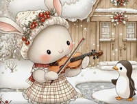 Brown 7D Hut Doll Digital Glace Cotton  King Size Flat Double Bedsheet (Size Bedsheet 90x100 inch with 2 Pillow cover)