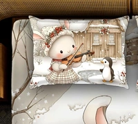 Brown 7D Hut Doll Digital Glace Cotton  King Size Flat Double Bedsheet (Size Bedsheet 90x100 inch with 2 Pillow cover)