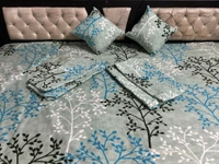 Panipat textile Hub 180 TC Microfiber Super Soft 5 pc Double Bedsheet with 2 Pillow cover or 2 cushion cover with filler - Double