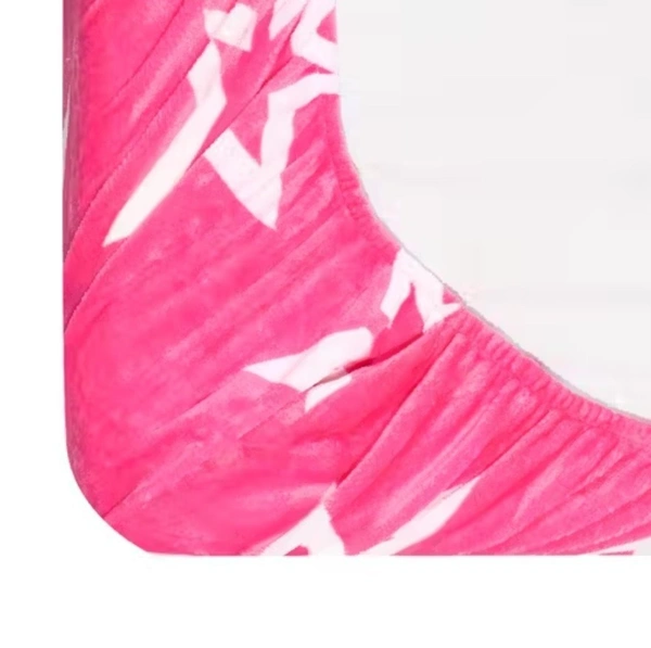 Pink Warm Double Bed Woollen & Velvet Fitted Bedsheet