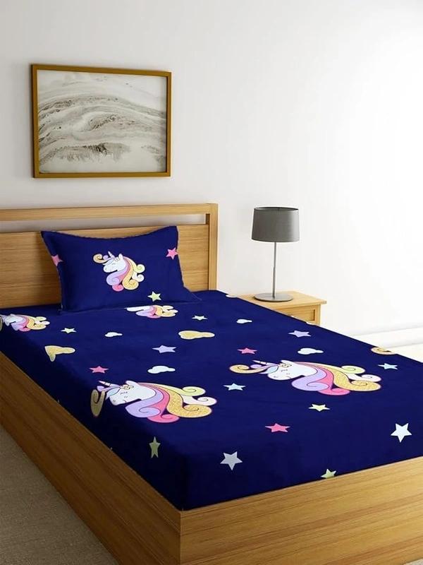 Panipat Textile Hub Panipat textile Hub 210 TC Microfiber single Elastic Fitted Bedsheet with 1 Pillow cover