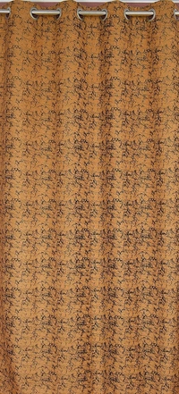 Panipat Textile Hub Polyester Eyelet Gold Designer Print Velvet Blackout curtains Pack of 2 - Door (4x7 Feet), Gold