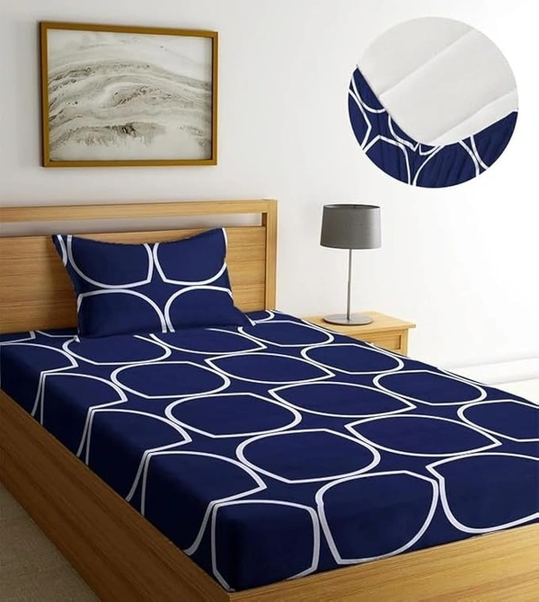 Panipat Textile Hub Panipat textile Hub 210 TC Microfiber single Elastic Fitted Bedsheet with 1 Pillow cover