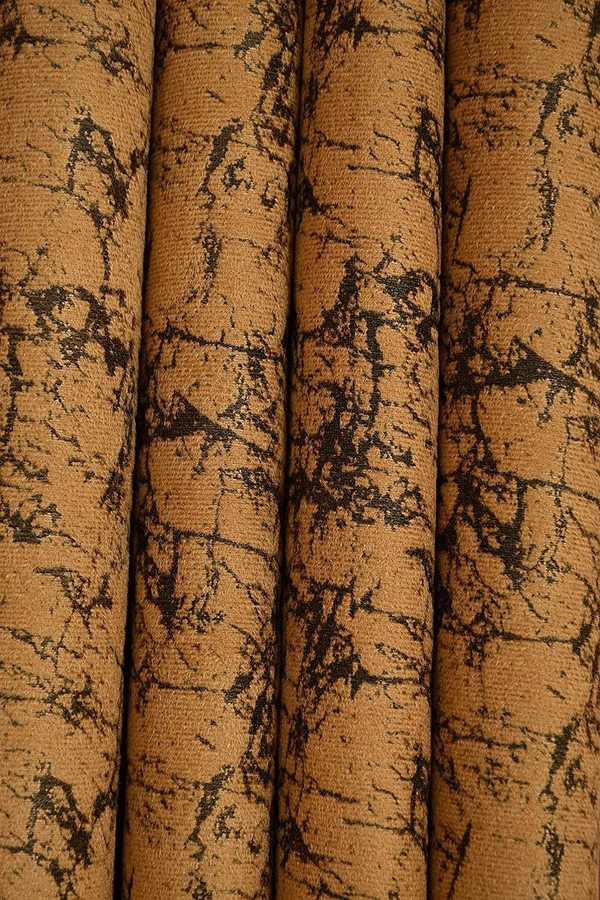 Panipat Textile Hub Polyester Eyelet Gold Designer Print Velvet Blackout curtains Pack of 2 - Door (4x7 Feet), Gold