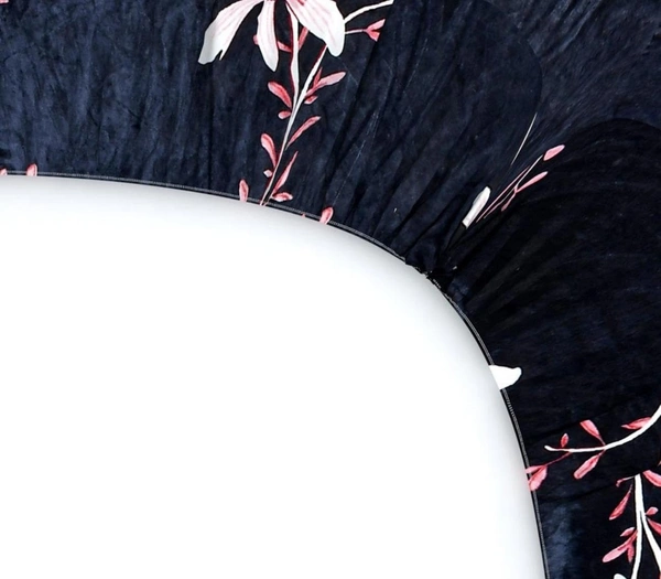 Blue Warm Double Bed Woollen & Velvet Fitted Bedsheet