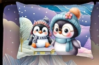 Purple 7D Pengwin Digital Glace Cotton King Size Flat Double Bedsheet (Size Bedsheet 90x100 inch with 2 Pillow cover)