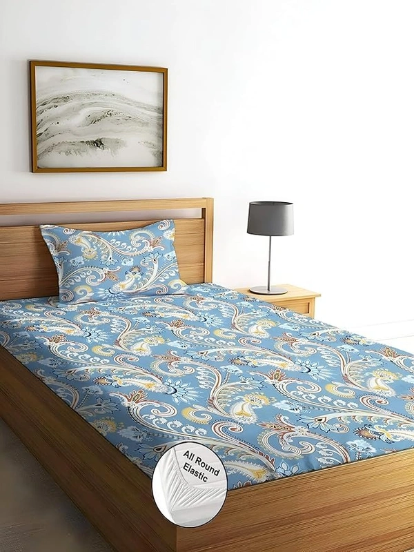 Panipat Textile Hub Panipat textile Hub 210 TC Microfiber single Elastic Fitted Bedsheet with 1 Pillow cover