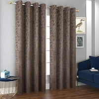Panipat Textile Hub Polyester Eyelet Gray Designer Print Velvet Blackout curtains Pack of 2 - Door (4x7 Feet), Grey