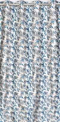 Panipat Textile Hub Polyester Eyelet Aqua Designer Print curtains Pack of 2 - Long Door (4x9 Feet), Bright Turquoise