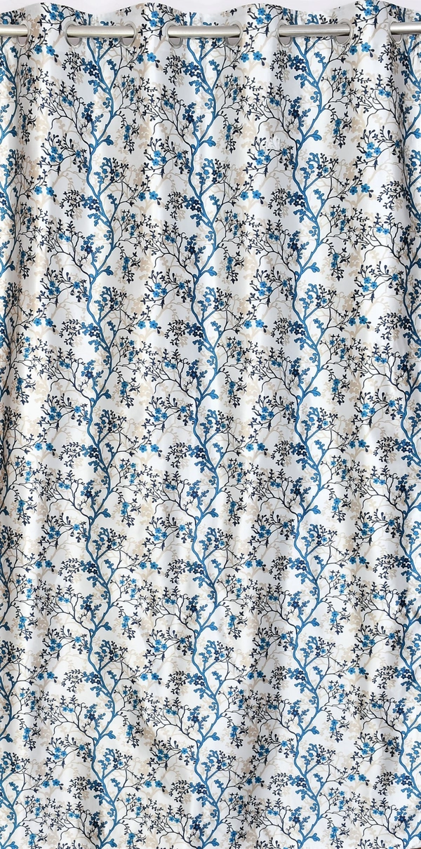 Panipat Textile Hub Polyester Eyelet Aqua Designer Print curtains Pack of 2 - Long Door (4x9 Feet), Bright Turquoise