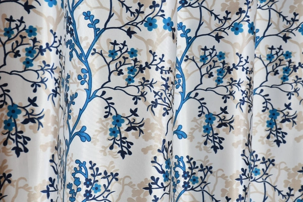 Panipat Textile Hub Polyester Eyelet Aqua Designer Print curtains Pack of 2 - Long Door (4x9 Feet), Bright Turquoise