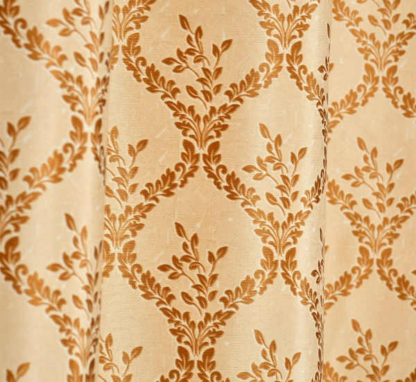 Panipat Textile Hub Polyester Eyelet Gold Designer Print curtains Pack of 2 - Door (4x7 Feet)